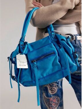Free People We The Free Baby Emerson Tote Bag Cerulean Blue NWT